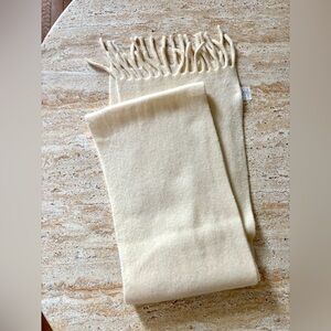 Wool Blend Scarf with Fringe Soft Cream